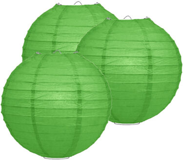 3x Luxe bol lampionnen groen 25 cm