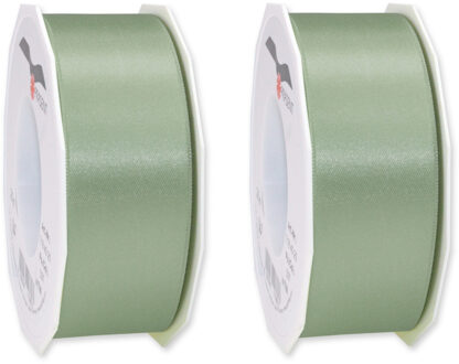 3x Luxe, brede Hobby/decoratie lichtgroene satijnen sierlinten 4 cm/40 mm x 25 meter- Luxe kwaliteit - Cadeaulint satijnlint/ribbon