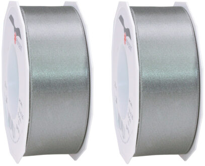 3x Luxe hobby/decoratie antraciete satijnen sierlinten breed 4 cm/40 mm x 25 meter