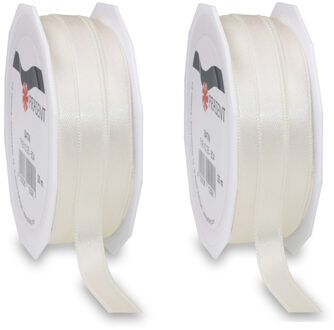 3x Luxe hobby/decoratie beige satijnen sierlinten 1 cm/10 mm x 25 meter