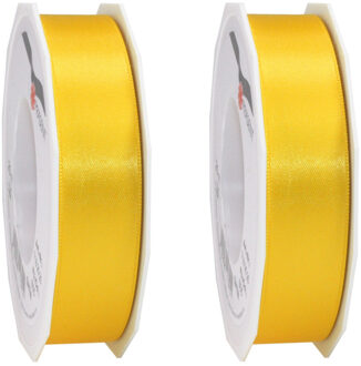 3x Luxe hobby/decoratie gele satijnen sierlinten 2,5 cm/25 mm x 25 meter