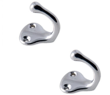 3x Luxe kapstokhaken / jashaken / kapstokhaakjes messing verchroomd enkele haak 3,8 x 3 cm