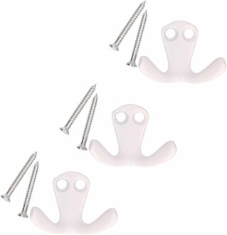 3x Luxe kapstokhaken / jashaken / kapstokhaakjes wit metaal 4.5 x 2.8 cm