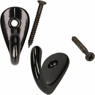 3x Luxe kapstokhaken / jashaken / kapstokhaakjes zwart van hoogwaardig metaal 3.5 x 2.7 cm