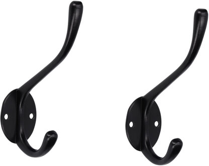 3x Luxe kapstokhaken / jashaken - mat zwart metaal - 12.5 x 8.5 cm - kapstok - metalen kapstokhaakjes / garderobe haakjes