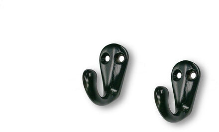 3x Luxe kapstokhaken / jashaken zwart - hoogwaardig metaal - 3,3 x 4,1 cm - zwarte kapstokhaakjes / garderobe haakjes