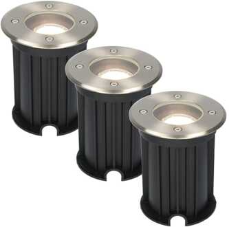 3x Maisy - LED Grondspots Zilver IP65 overrijdbaar