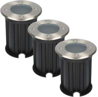 3x Maisy - LED Grondspots Zilver IP65 overrijdbaar