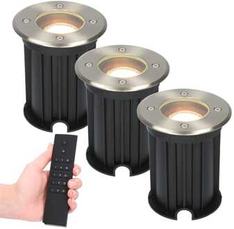 3x Maisy - LED Grondspots Zilver IP65 overrijdbaar