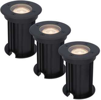 3x Maisy - LED Grondspots Zwart IP67 overrijdbaar