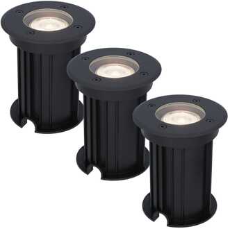 3x Maisy - LED Grondspots Zwart IP67 overrijdbaar