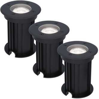 3x Maisy - LED Grondspots Zwart IP67 overrijdbaar