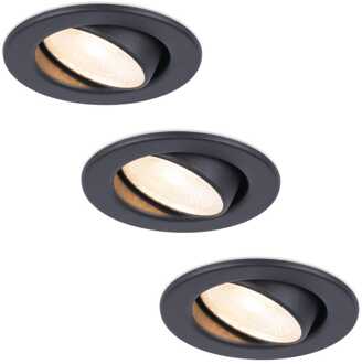3x Malta - LED Inbouwspots Badkamer IP44 Zwart