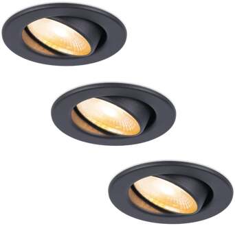 3x Malta - LED Inbouwspots Badkamer IP44 Zwart