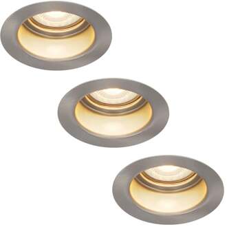 3x Mari - LED Inbouwspots Badkamer IP65 Zilver