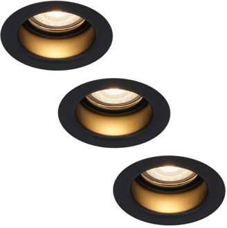 3x Mari - LED Inbouwspots Badkamer IP65 Zwart