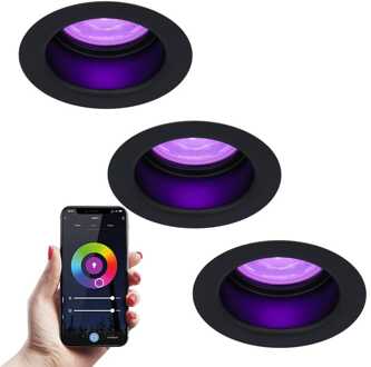 3x Mari Smart Inbouwspots RGBWW IP65 Zwart