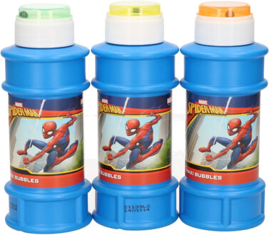 3x Marvel Spiderman bellenblaas flesjes met bal spelletje in dop 175 ml voor kinderen - Bellenblaas