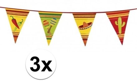 3x Mexicaanse vlaggenlijn 6 meter