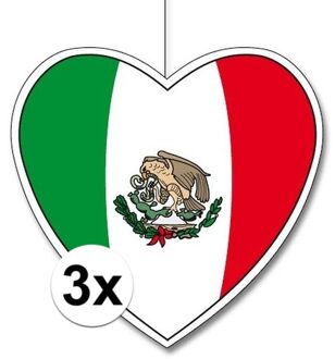 3x Mexico hangdecoratie harten 28 cm - Feestdecoratievoorwerp