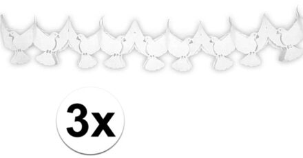 3x Mini bruiloft slingers witte duif 200 cm