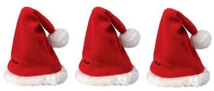 3x Mini kerstmuts - Kerstmutsen Rood