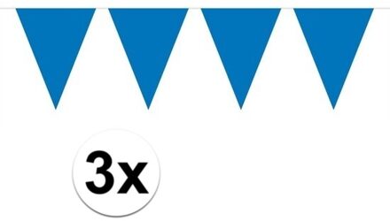 3x Mini vlaggenlijn/slinger versiering blauw