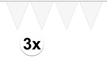 3x Mini vlaggenlijn / slinger versiering wit