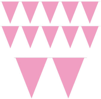 3x Mini vlaggetjeslijn slingers verjaardag baby roze - Vlaggenlijnen