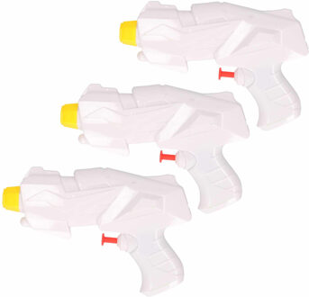 3x Mini waterpistolen/waterpistool wit van 15 cm kinderspeelgoed - waterspeelgoed van kunststof - kleine waterpistolen