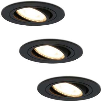 3x Miro - LED Inbouwspots Zwart Kantelbaar