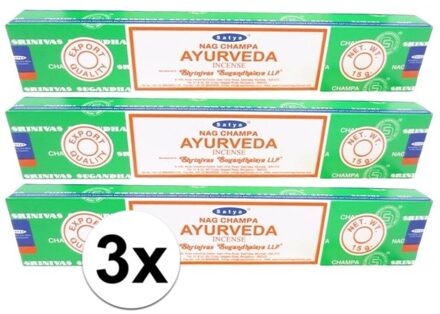 3x Nag Champa wierook Ayurveda 15 gram - Wierookstokjes