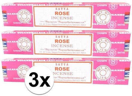 3x Nag Champa Wierook Rose 15 Gram - Wierookstokjes