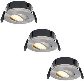 3x Napels - LED Inbouwspots Badkamer IP65 Zilver