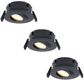 3x Napels - LED Inbouwspots Badkamer IP65 Zwart
