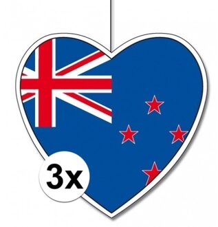 3x Nieuw Zeeland hangdecoratie harten 14 cm