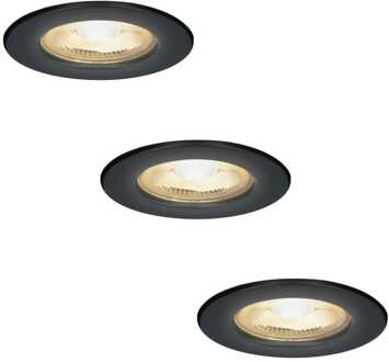 3x Nola - LED Inbouwspots Badkamer IP65 Zwart