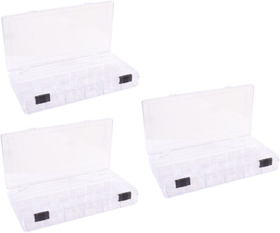 3x Opberg/sorteer boxen transparant 13-vaks 20 cm