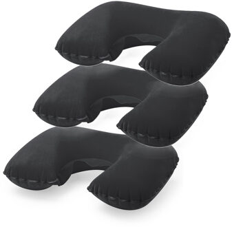 3x Opblaas nekkussentje zwart - Nekkussens
