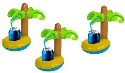 3x Opblaasbare drankhouders palmboom 22 cm