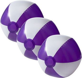 3x Opblaasbare speelgoed strandbal paars 26 cm - Strandballen - Buiten speelgoed - Strand speelgoed