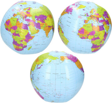 3x Opblaasbare speelgoed strandballen wereldbol 27 cm - Action products