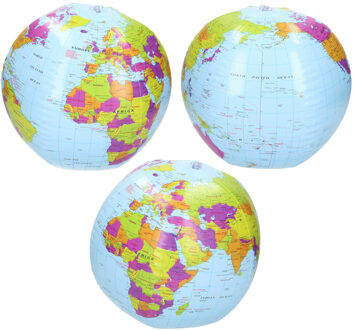 3x Opblaasbare strandbal globe - Strandballen Multikleur