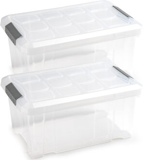 3x Opslagbakken/organizers met deksel 5 liter 29 cm transparant - Opbergbox