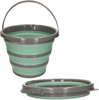 3x Opvouwbare emmer groen/grijs 10 liter