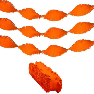3x Oranje lange crepe slingers - Feestslingers