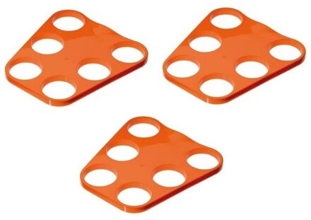 3x Oranje plastic bier trays 6 biertjes - Bierblad - Biertray - Holland/Oranje artikelen