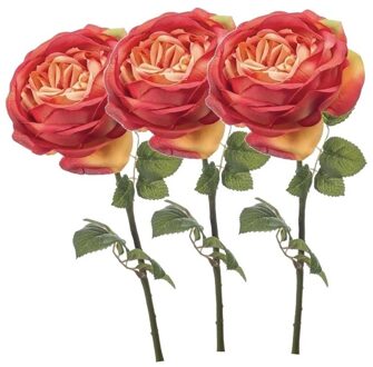 3x Oranje rozen kunstbloemen 66 cm