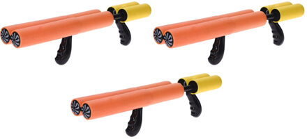 3x Oranje waterpistool/waterpistolen van foam 40 cm met handvat en dubbele spuit - Waterpistolen