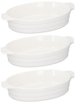 3x Ovale ovenschalen wit 31 cm